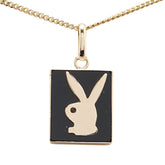 K18YG イエローゴールド オニキス ウサギ モチーフ プレート ネックレス レディース 【中古】